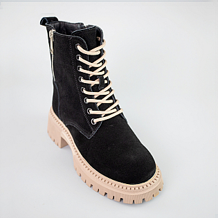 Черевики жіночі замшеві на хутрі 593228 Чорні фото 2