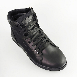 Ботинки мужские кожаные на меху 593005 Черные фото 2