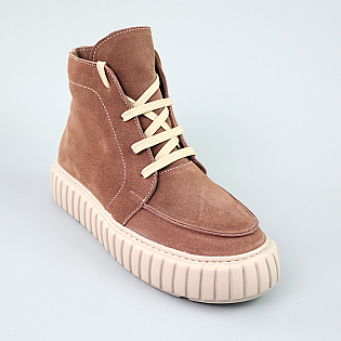 Черевики жіночі замшеві хутро 593248 Коричневі розпродаж фото 2