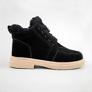 Ботинки женские замшевые мех 593246 Черные фото 1