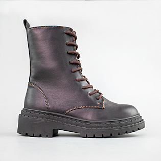 Черевики жіночі шкіряні на хутрі 592737 Чорні фото 1