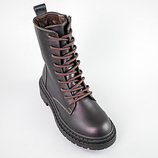 Черевики жіночі шкіряні на хутрі 592737 Чорні фото 2