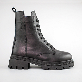 Черевики жіночі шкіра хутро 592638 Чорні  фото 1