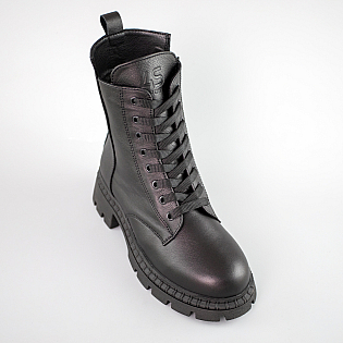 Черевики жіночі шкіра хутро 592638 Чорні  фото 2