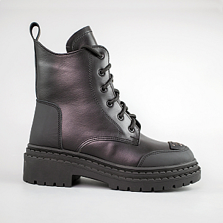 Черевики жіночі шкіра хутро 592693 Чорні фото 1