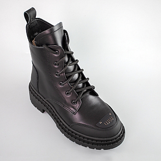 Черевики жіночі шкіра хутро 592693 Чорні фото 2