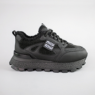 Кроссовки женские кожа мех 593254 Черные фото 1