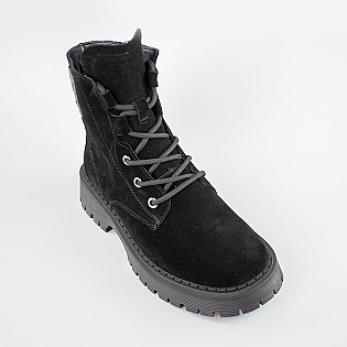 Ботинки женские замшевые на байке 593306 Черные фото 2