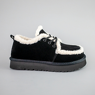 Угги жіночі замшеві низькі 593308 Чорні фото 1