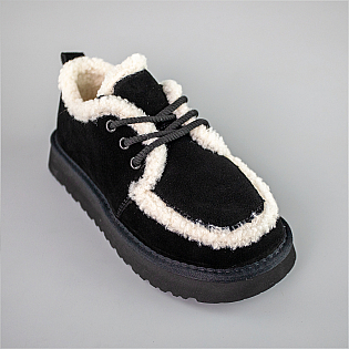 Угги жіночі замшеві низькі 593308 Чорні фото 2