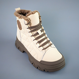 Кросівки жіночі шкіряні хутро 593339 Бежеві фото 2