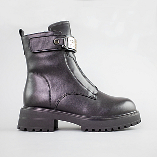 Черевики жіночі шкіряні на хутрі 593344 Чорні розпродаж фото 1