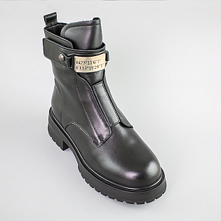 Черевики жіночі шкіряні на хутрі 593344 Чорні розпродаж фото 2