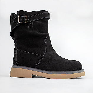 Ботинки женские замшевые на меху 593342 Черные распродажа фото 1