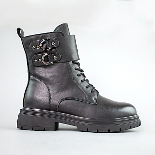 Ботинки женские шкіряні на байке 593327 Черные распродажа фото 1