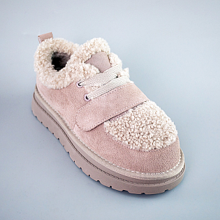 Угги жіночі замшеві низькі на хутрі 593345 Бежеві розпродаж фото 2