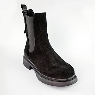 Черевики жіночі замшеві хутро 592732 Чорні фото 2