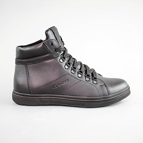 Ботинки мужские кожаные на меху 593004 Черные