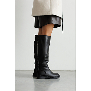 Чоботи жіночі шкіряні хутро 592735 Чорні фото 2