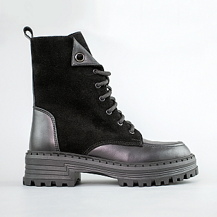 Черевики жіночі замшеві на хутрі 592691 Чорні розпродаж фото 1