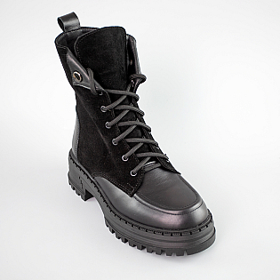 Черевики жіночі замшеві на хутрі 592691 Чорні розпродаж фото 2