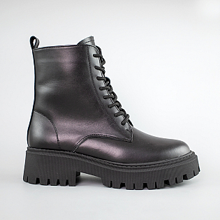 Черевики жіночі шкіра хутро 592639 Чорні фото 1