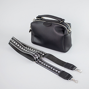 Небольшая женская сумка кросс-боди из экокожи 593214 Черная фото 2