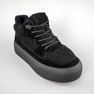 Кеди жіночі замшеві хутро 593374 Чорні фото 2