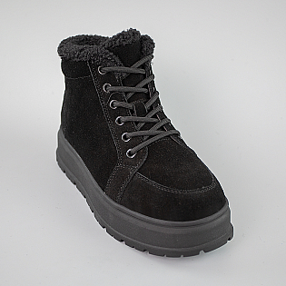 Черевики жіночі замшеві хутро 593393 Чорні фото 2