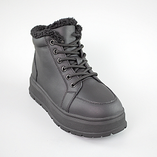 Ботинки женские кожаные мех 593395 Черные фото 2