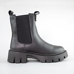 Челсі шкіряні хутро 593429 Чорні фото 1