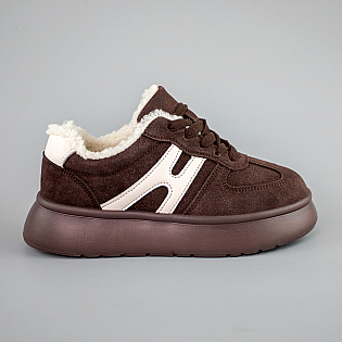 Кеди жіночі замшеві хутро 593444 Коричневі фото 1