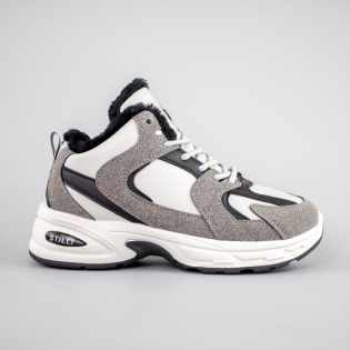 Кросівки жіночі шкіряні на хутрі 593448 Сірі фото 1