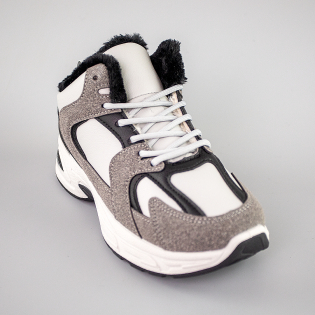 Кросівки жіночі шкіряні на хутрі 593448 Сірі фото 2