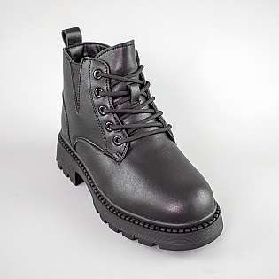 Ботинки женские кожаные мех 593446 Черные фото 2