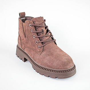 Ботинки женские замшевые на меху 593447 коричневые фото 2