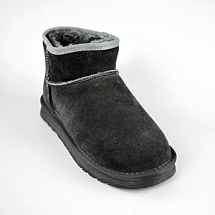 Угги жіночі замшеві хутро 593450 Чорні фото 2