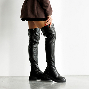 Ботинки - ботфорты женские утепленные байка мех 593408 Черные фото 1