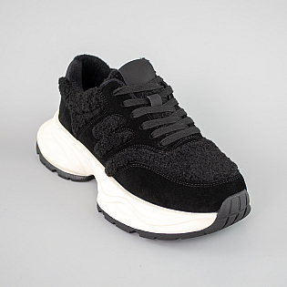 Кроссовки женские замша на меху 593480 Черные фото 2