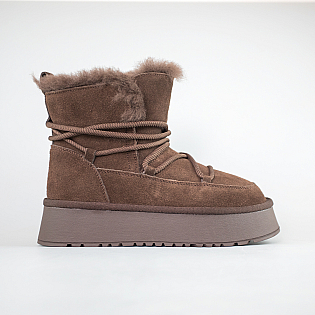 Угги жіночі замшеві хутро 593483 Коричневий фото 1