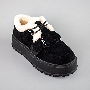 Кеди жіночі на хутрі 593482 Чорні фото 2