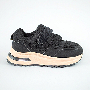 Кроссовки женские мех замшевые 593503 Черные фото 1