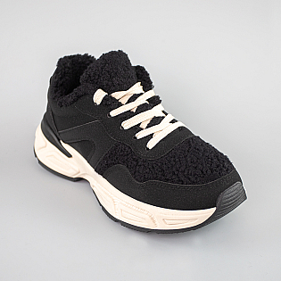 Кроссовки женские мех замшевые 593504 Черные фото 2