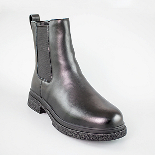 Челсі шкіряні хутро 593471 Чорні фото 2