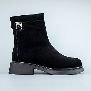 Ботинки женские замшевые на меху 593469 Черные фото 1