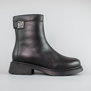 Черевики жіночі шкіряні на хутрі 593470 Чорні фото 1