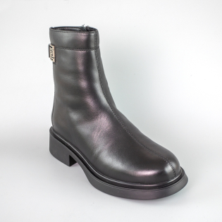 Черевики жіночі шкіряні на хутрі 593470 Чорні фото 2