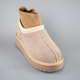 Угги жіночі замш хутро 593474 Бежеві фото 2