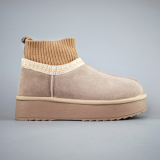 Угги жіночі замш хутро 593474 Бежеві фото 1