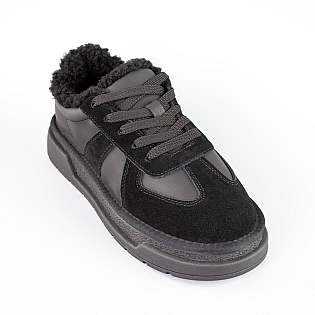 Кеди жіночі замшеві на хутрі 593468 Чорні фото 2